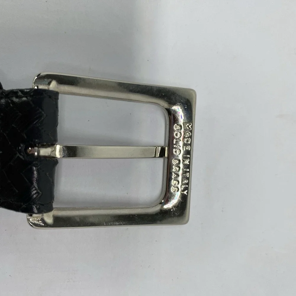TORINO‎  Men's Black Embossed Italian Calfskin Leather Belt Buckle Size 38